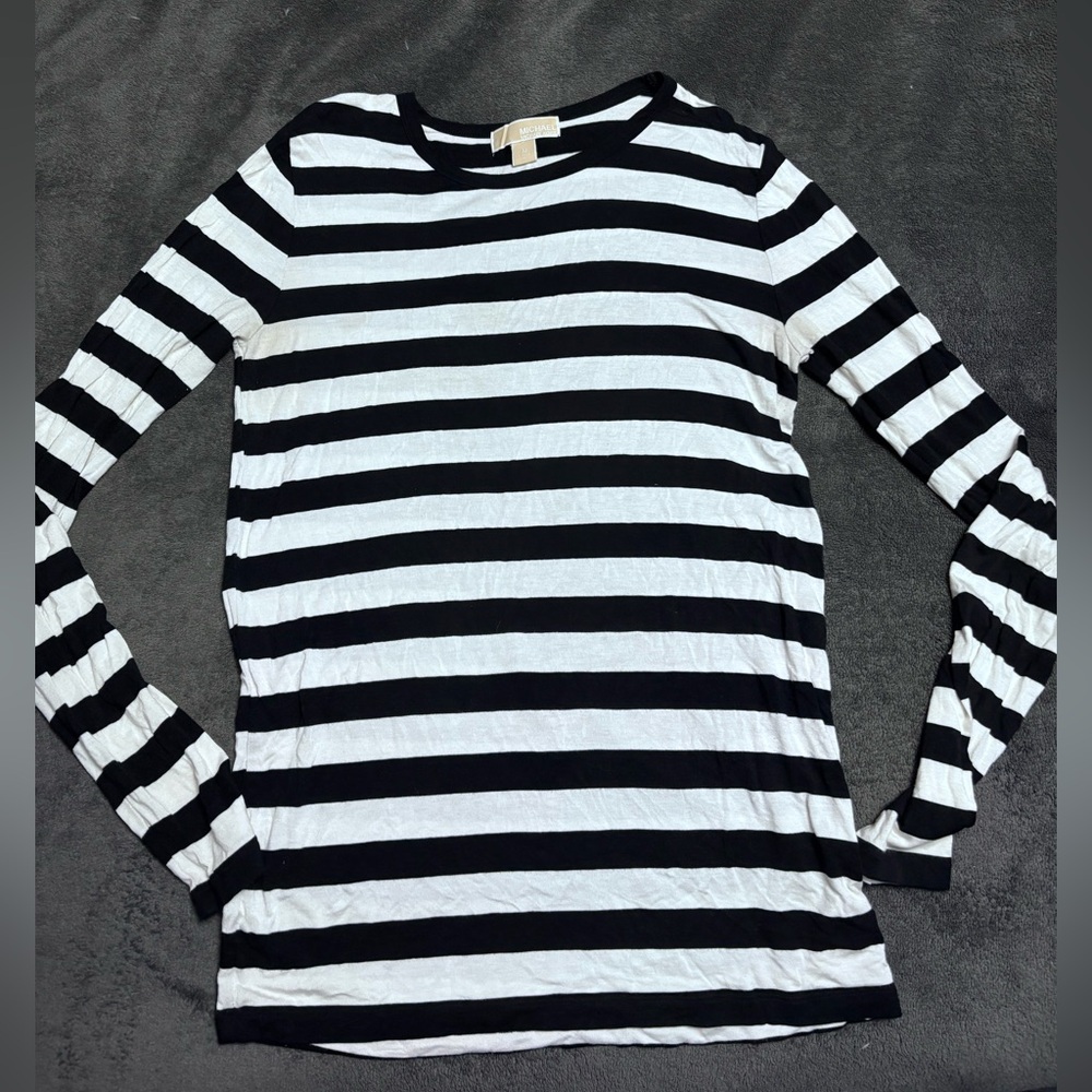 Michael Kors Black & White Striped long Tee